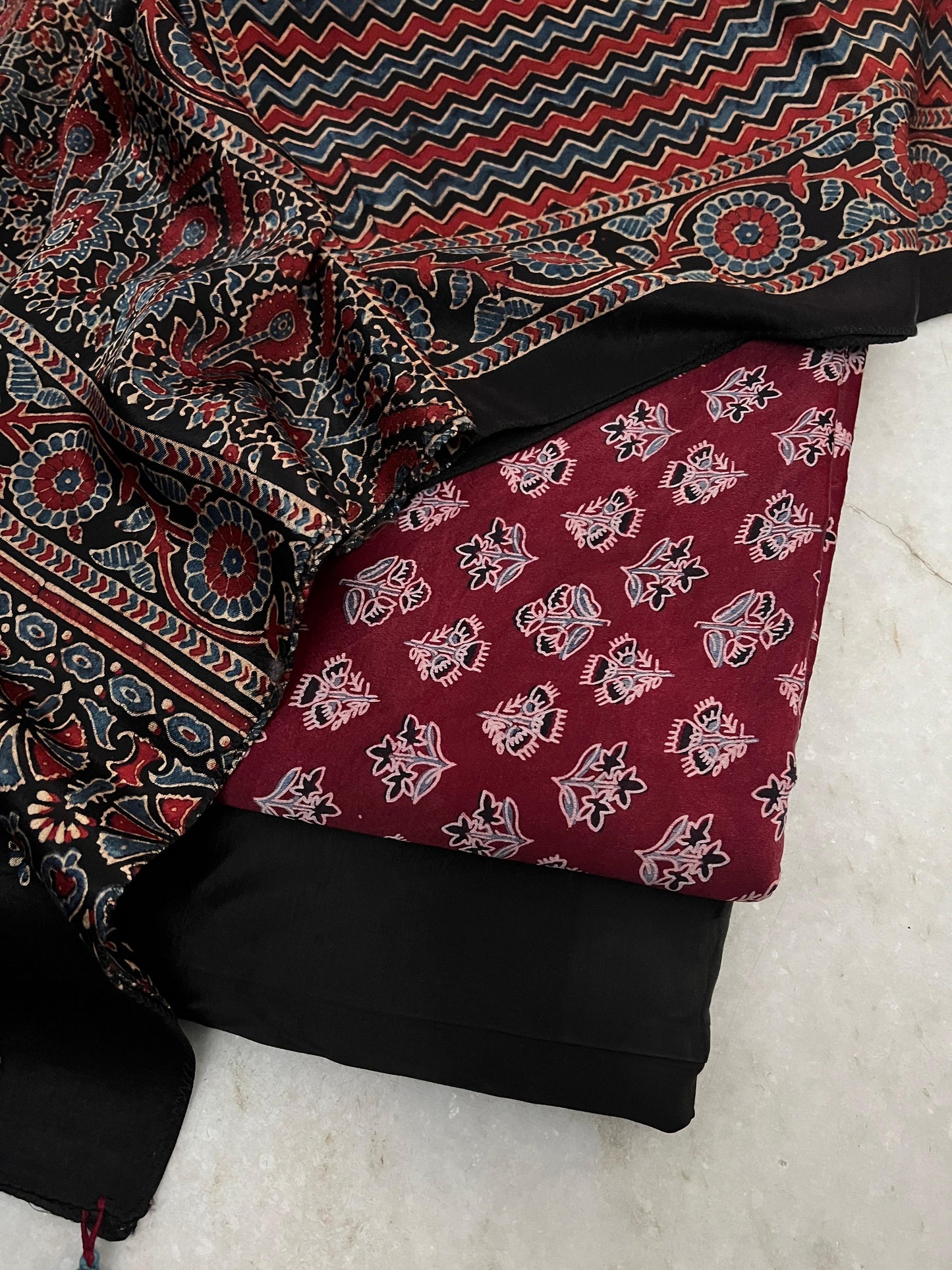 Ajrakh dress materials unstiched mashru fabric