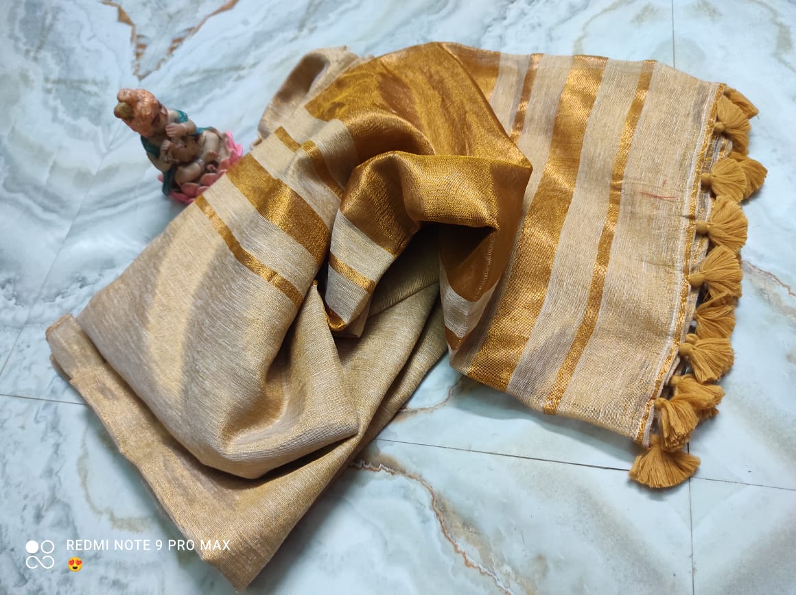 Tissue lilen sarees single colour