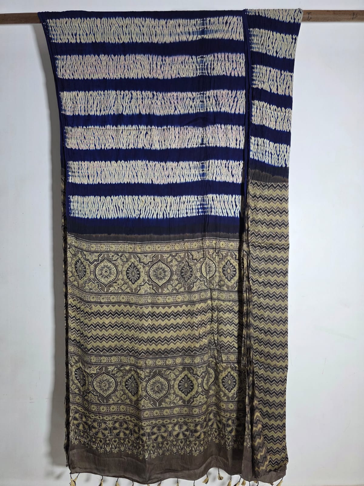 Ajrakh shibori modal silk sarees