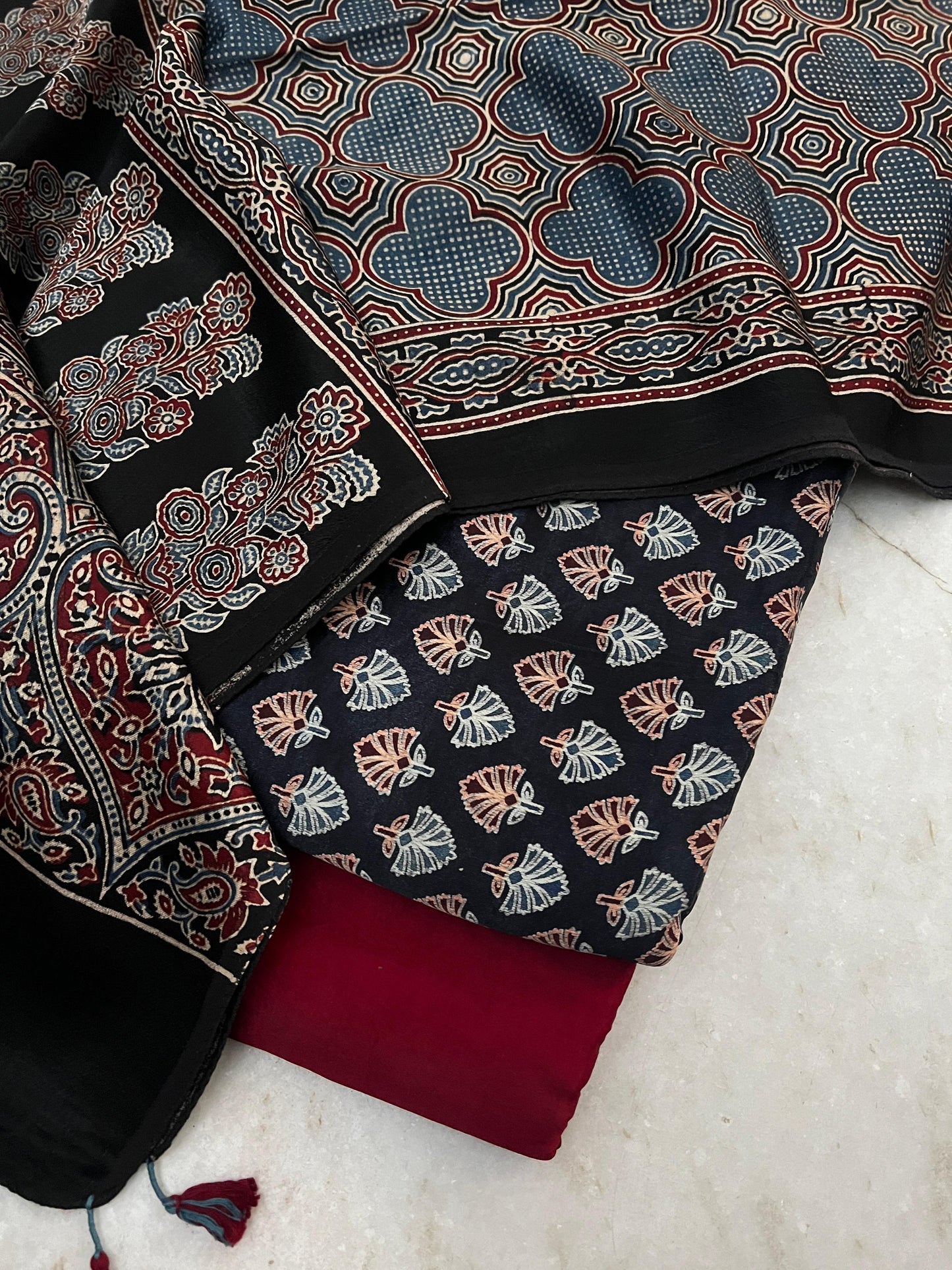 Ajrakh dress materials unstiched mashru fabric