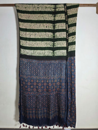 Ajrakh shibori modal silk sarees