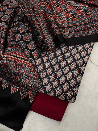 Ajrakh dress materials unstiched mashru fabric