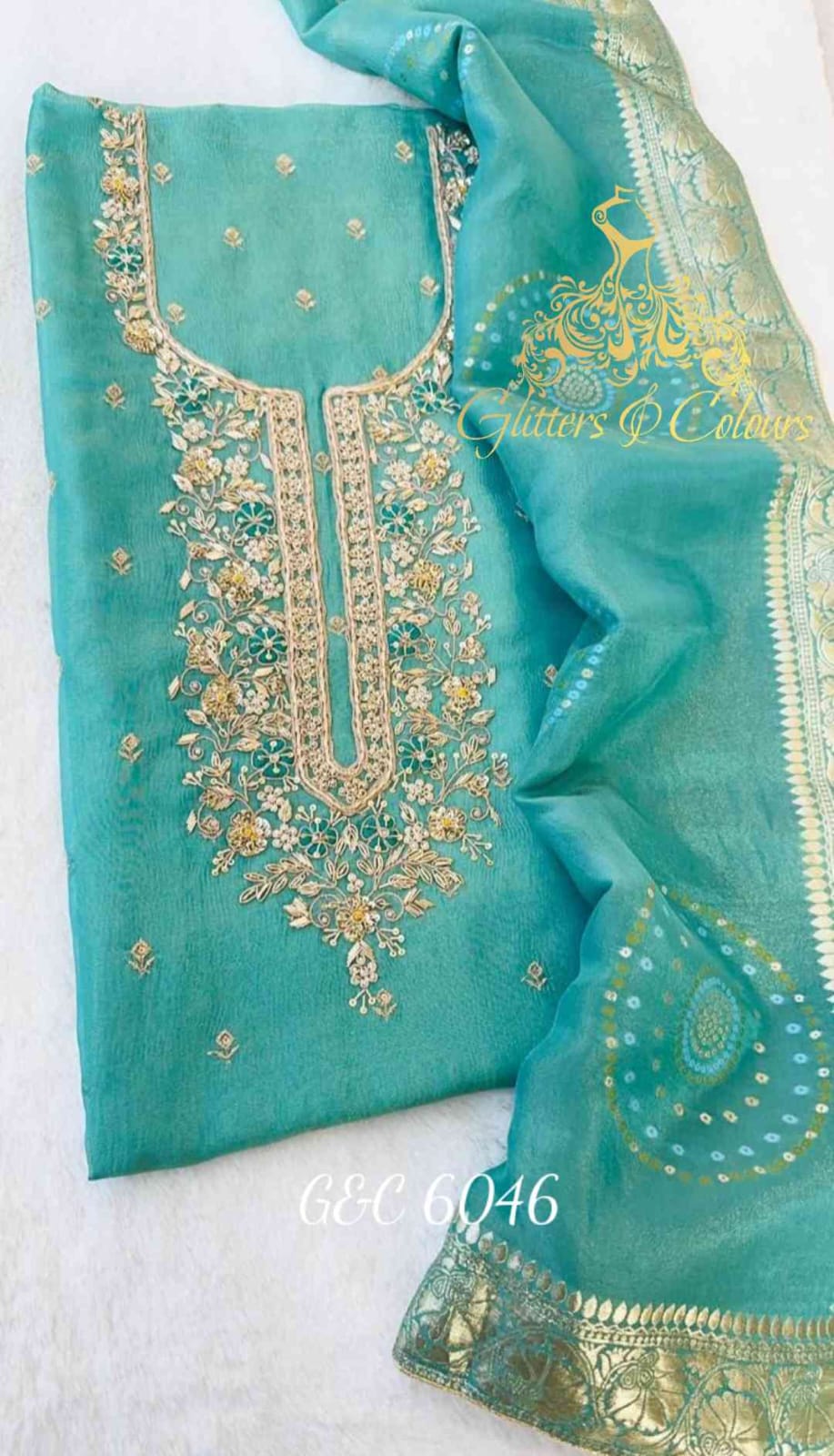 Crushed tissue designer unstitched suit