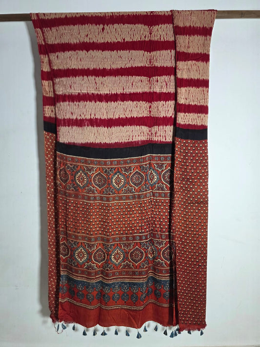 Ajrakh shibori modal silk sarees