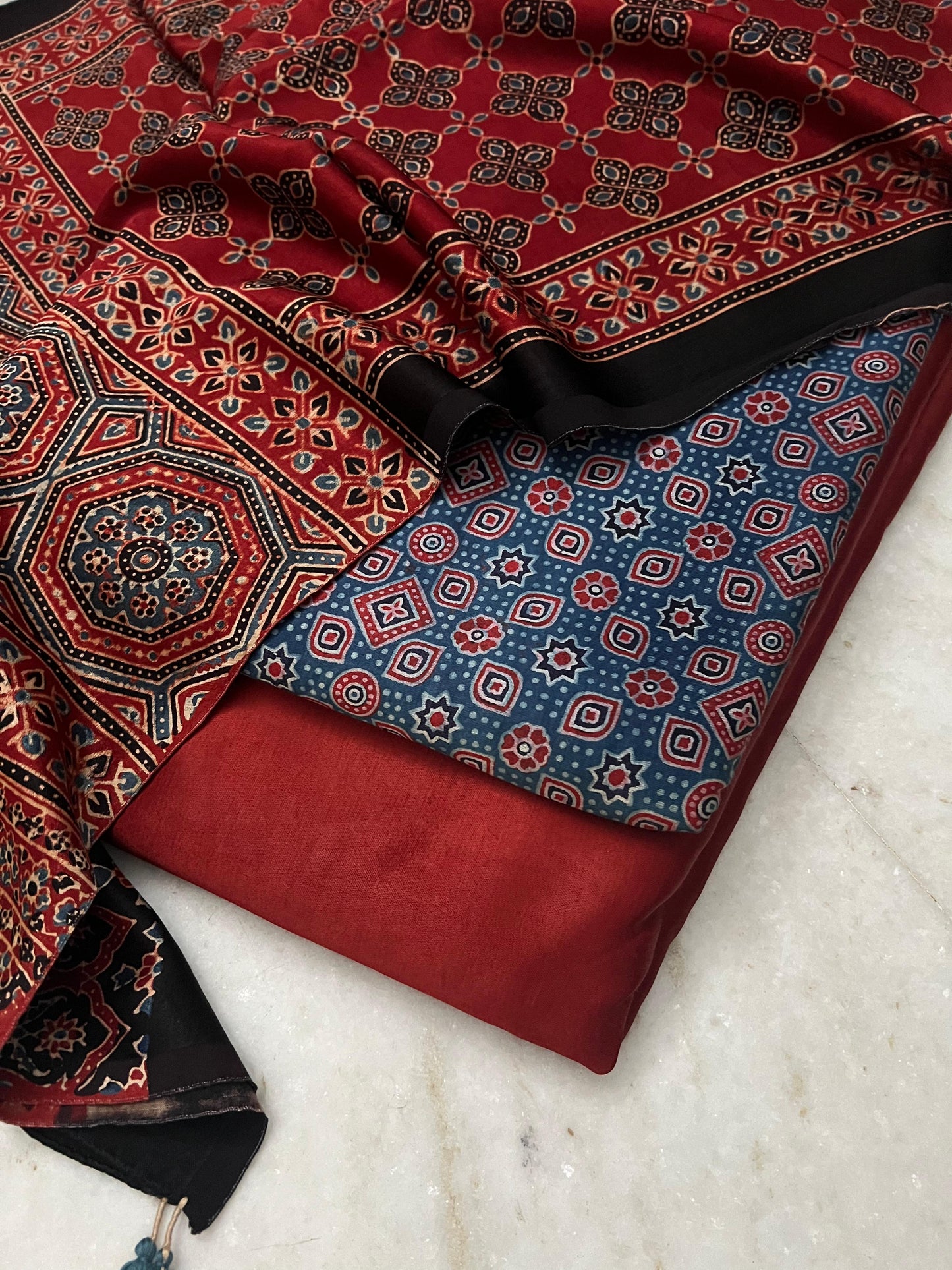 Ajrakh dress materials unstiched mashru fabric