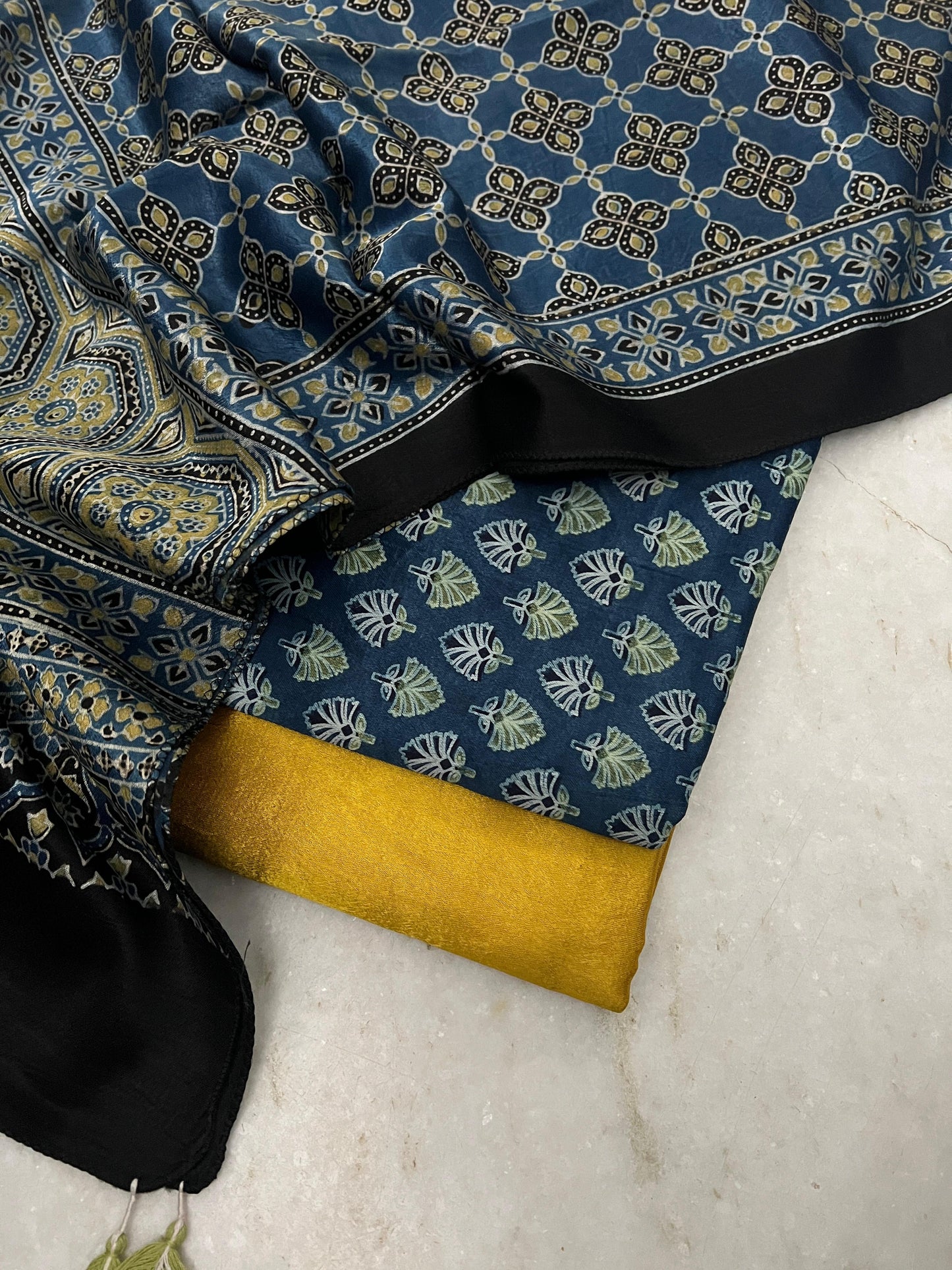 Ajrakh dress materials unstiched mashru fabric