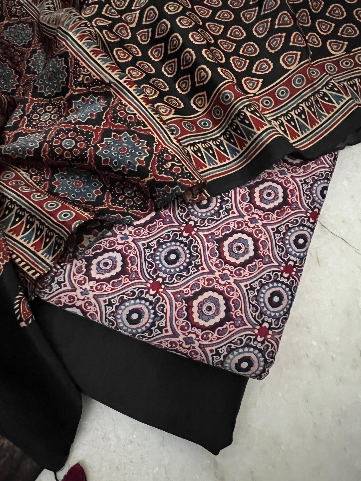 Ajrakh dress materials unstiched mashru fabric