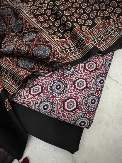 Ajrakh dress materials unstiched mashru fabric