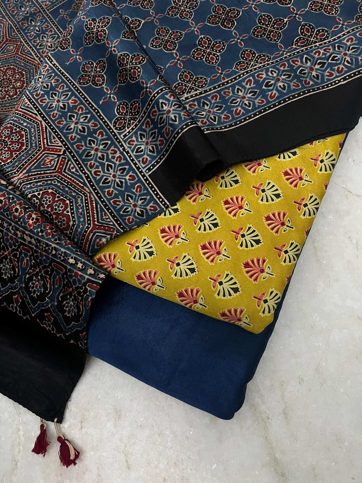 Ajrakh dress materials unstiched mashru fabric