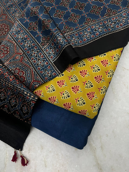 Ajrakh dress materials unstiched mashru fabric