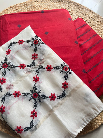 Cotton red top with chandheri duppata