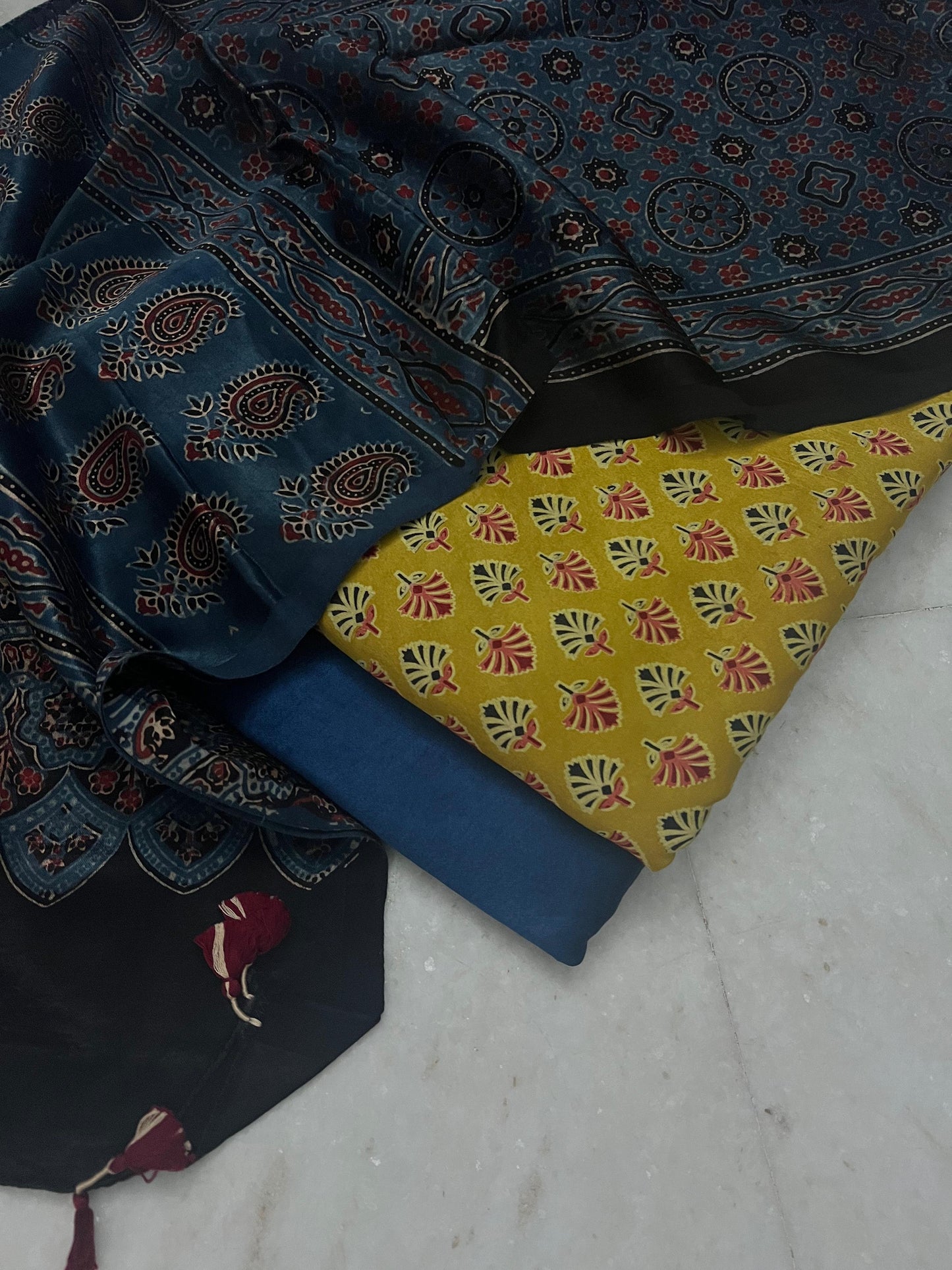 Ajrakh dress materials unstiched mashru fabric