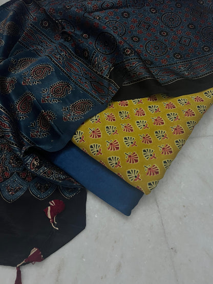 Ajrakh dress materials unstiched mashru fabric