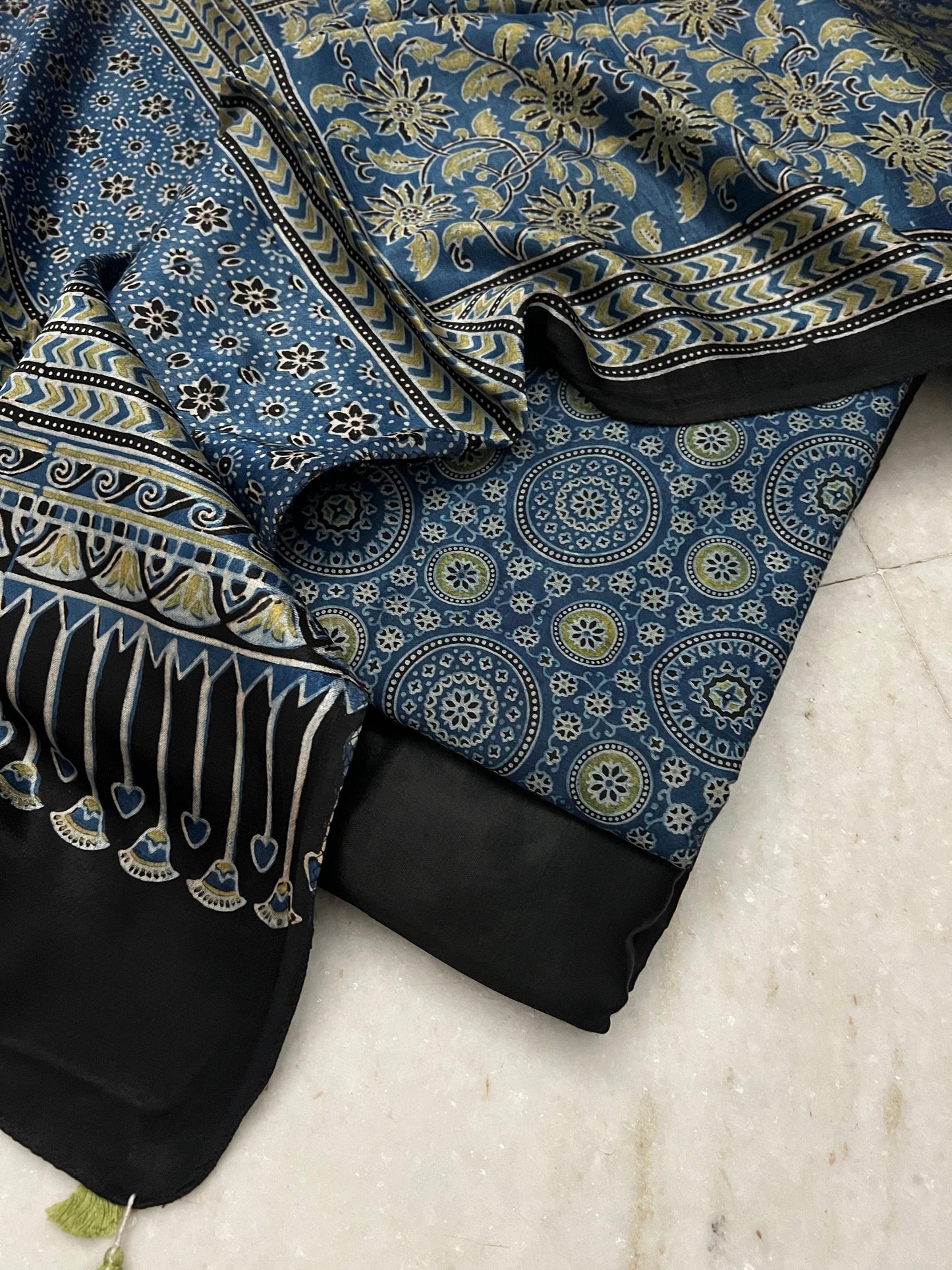 Ajrakh dress materials unstiched mashru fabric