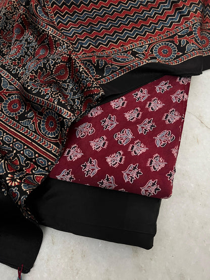 Ajrakh dress materials unstiched mashru fabric