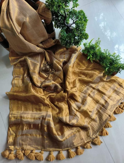 Tissue lilen sarees single colour