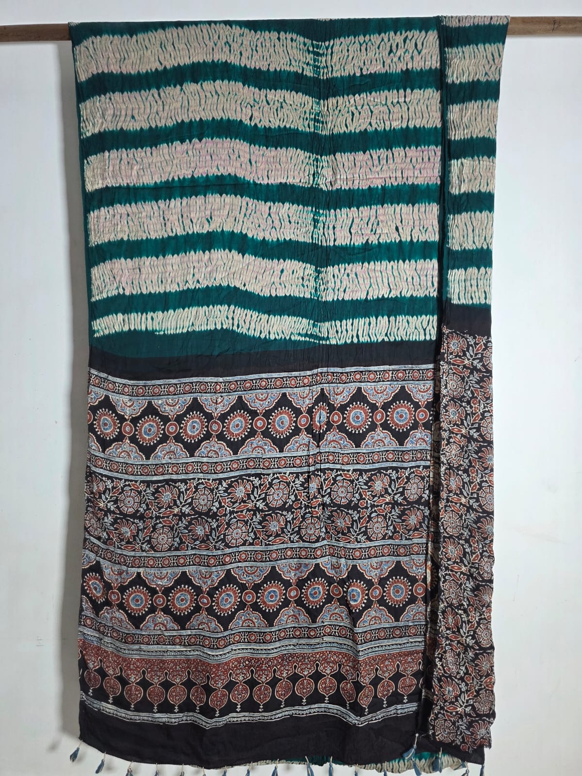 Ajrakh shibori modal silk sarees