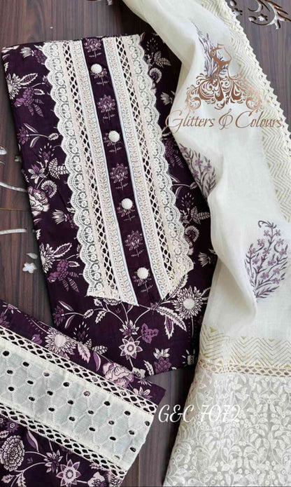 Cotton dark purple suit