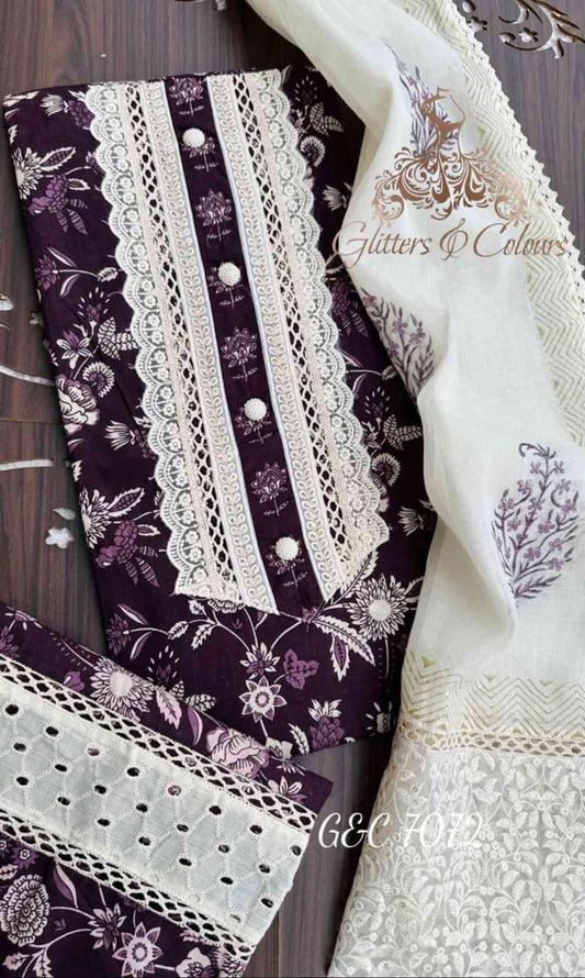 Cotton dark purple suit