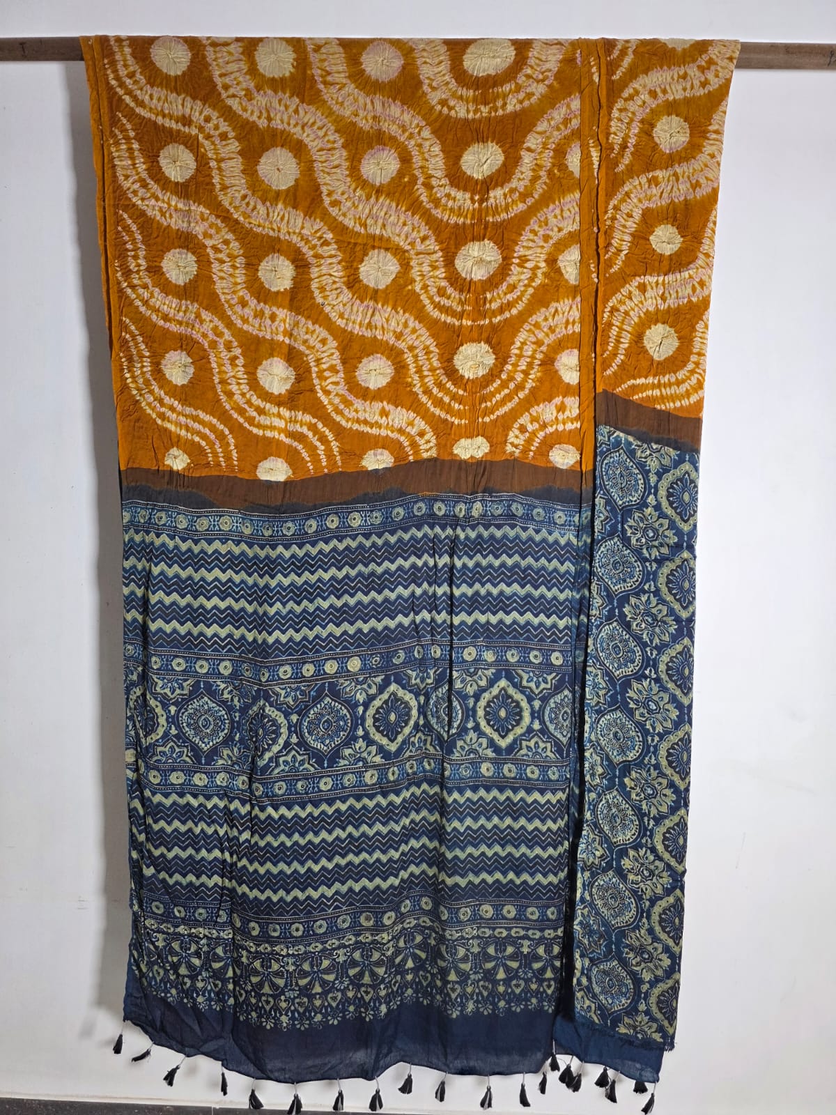 Ajrakh shibori modal silk sarees