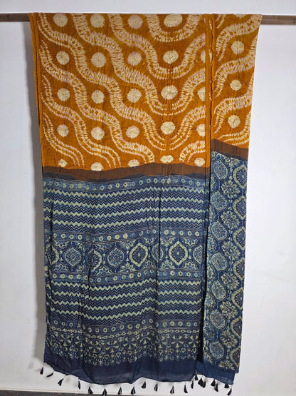 Ajrakh shibori modal silk sarees