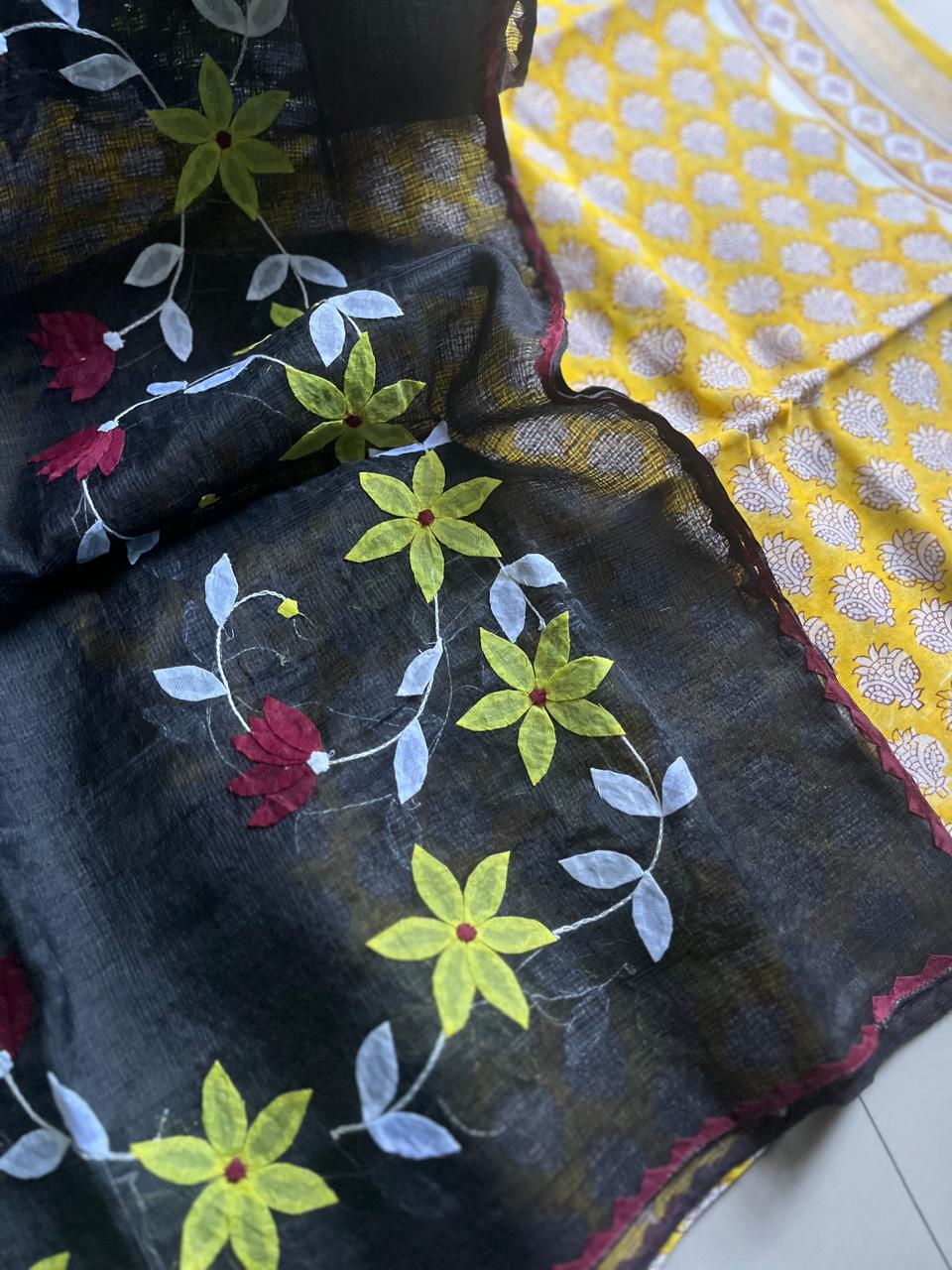 Yellow suit with black duppata