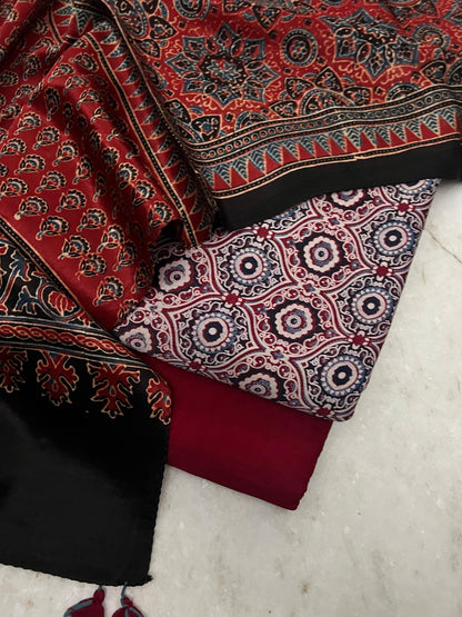 Ajrakh dress materials unstiched mashru fabric