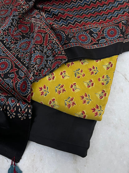 Ajrakh dress materials unstiched mashru fabric