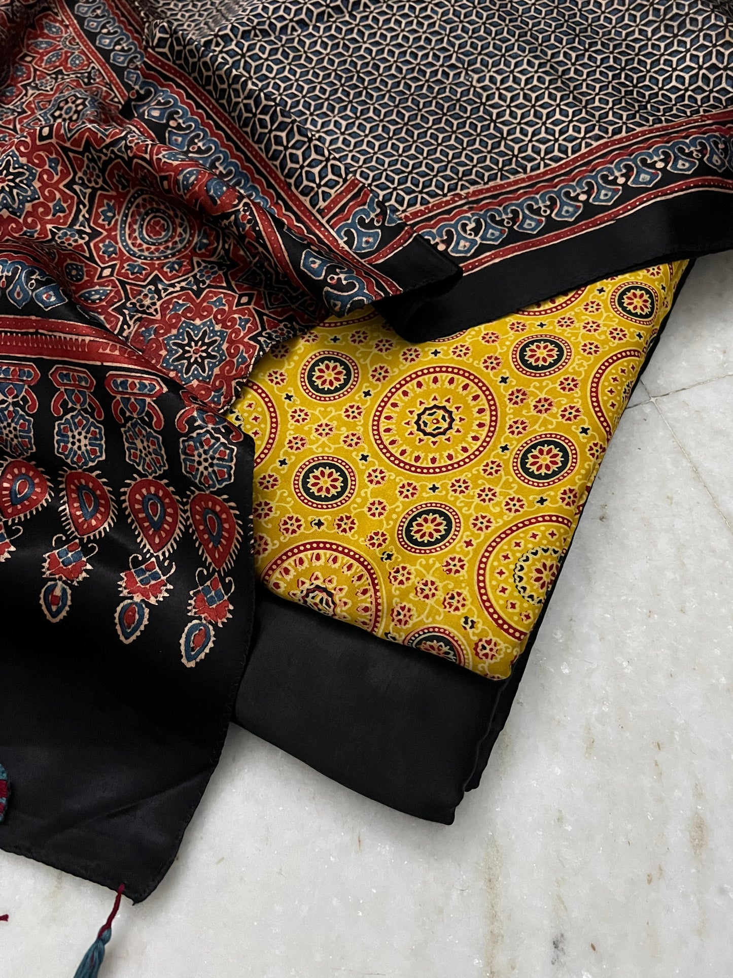 Ajrakh dress materials unstiched mashru fabric