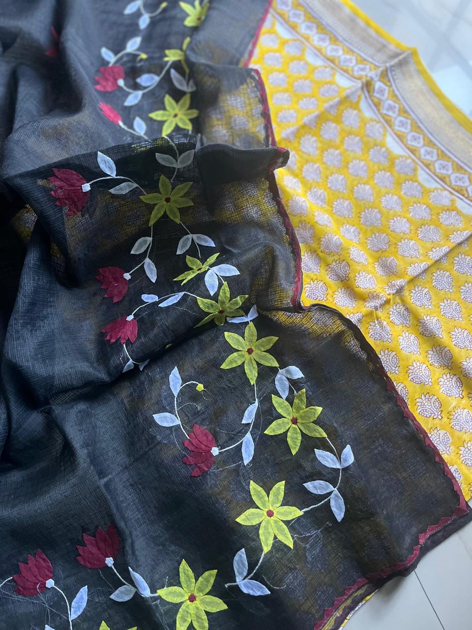 Yellow suit with black duppata