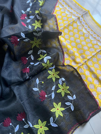 Yellow suit with black duppata