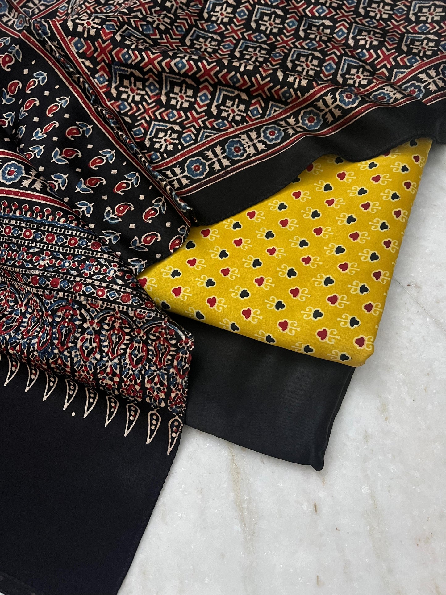 Ajrakh dress materials unstiched mashru fabric