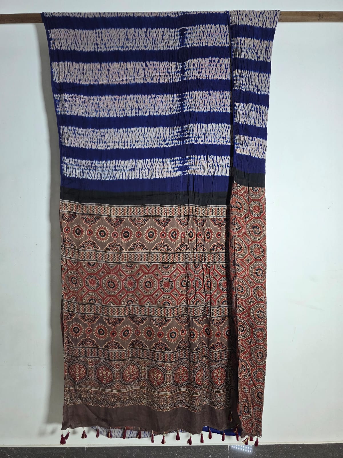 Ajrakh shibori modal silk sarees