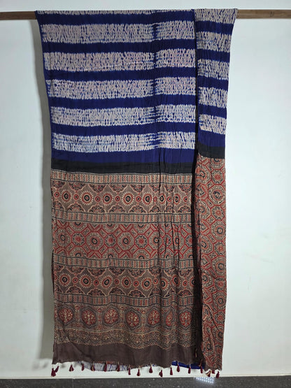 Ajrakh shibori modal silk sarees