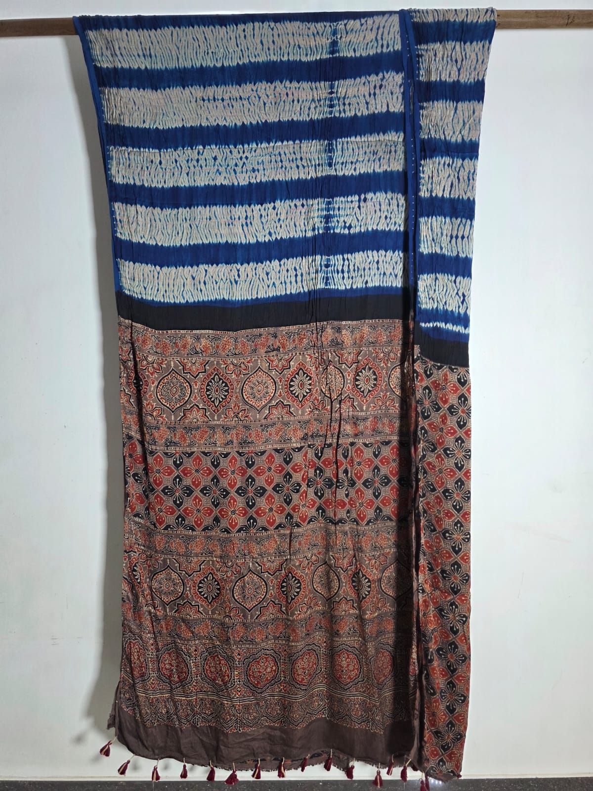 Ajrakh shibori modal silk sarees