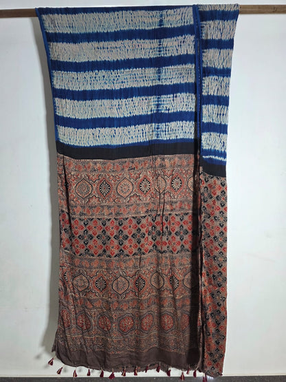 Ajrakh shibori modal silk sarees