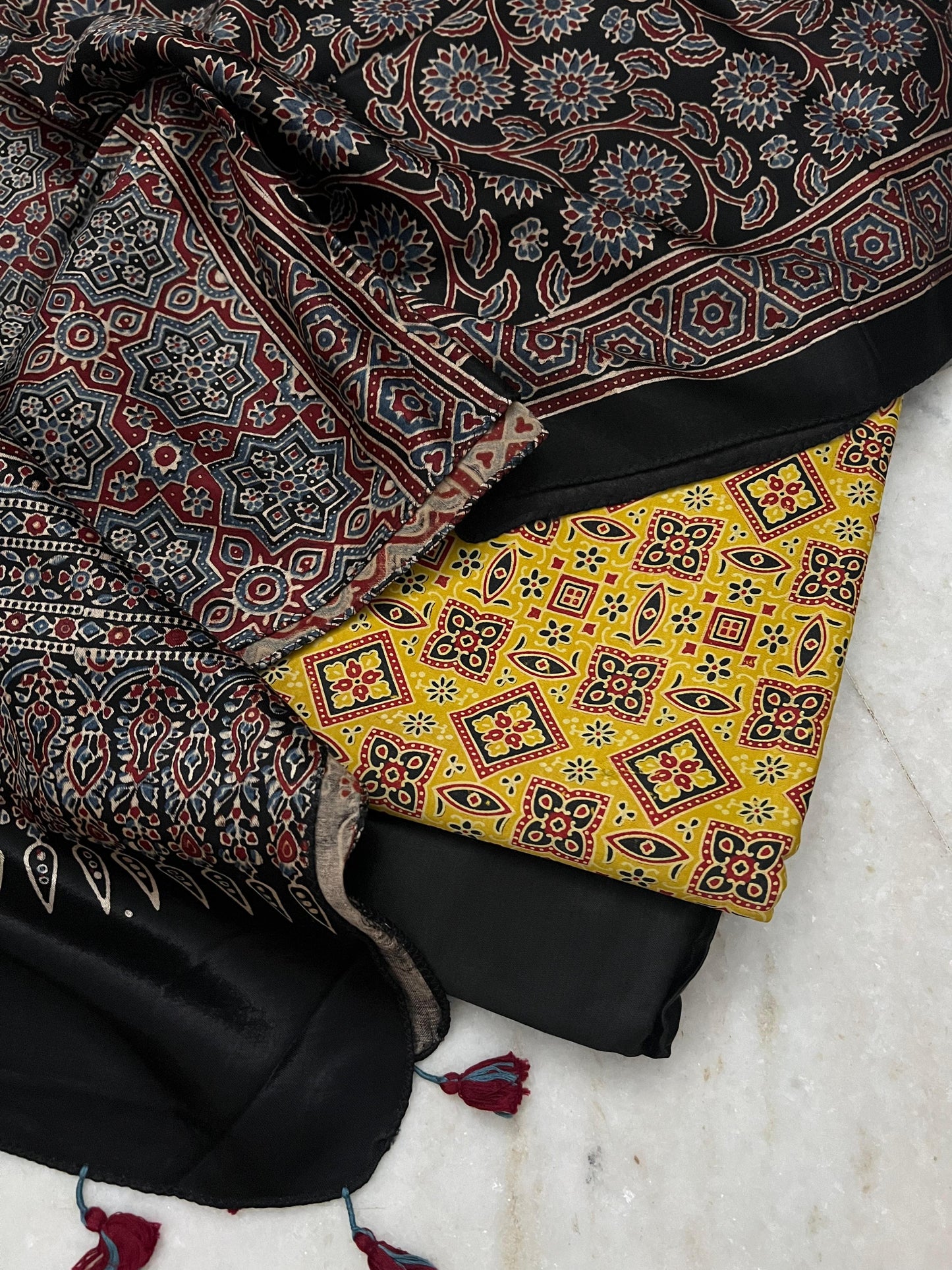 Ajrakh dress materials unstiched mashru fabric