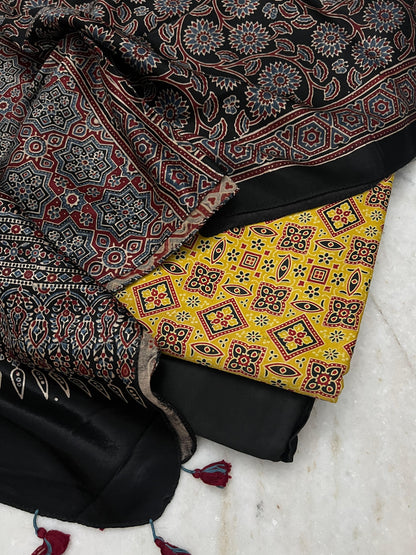 Ajrakh dress materials unstiched mashru fabric