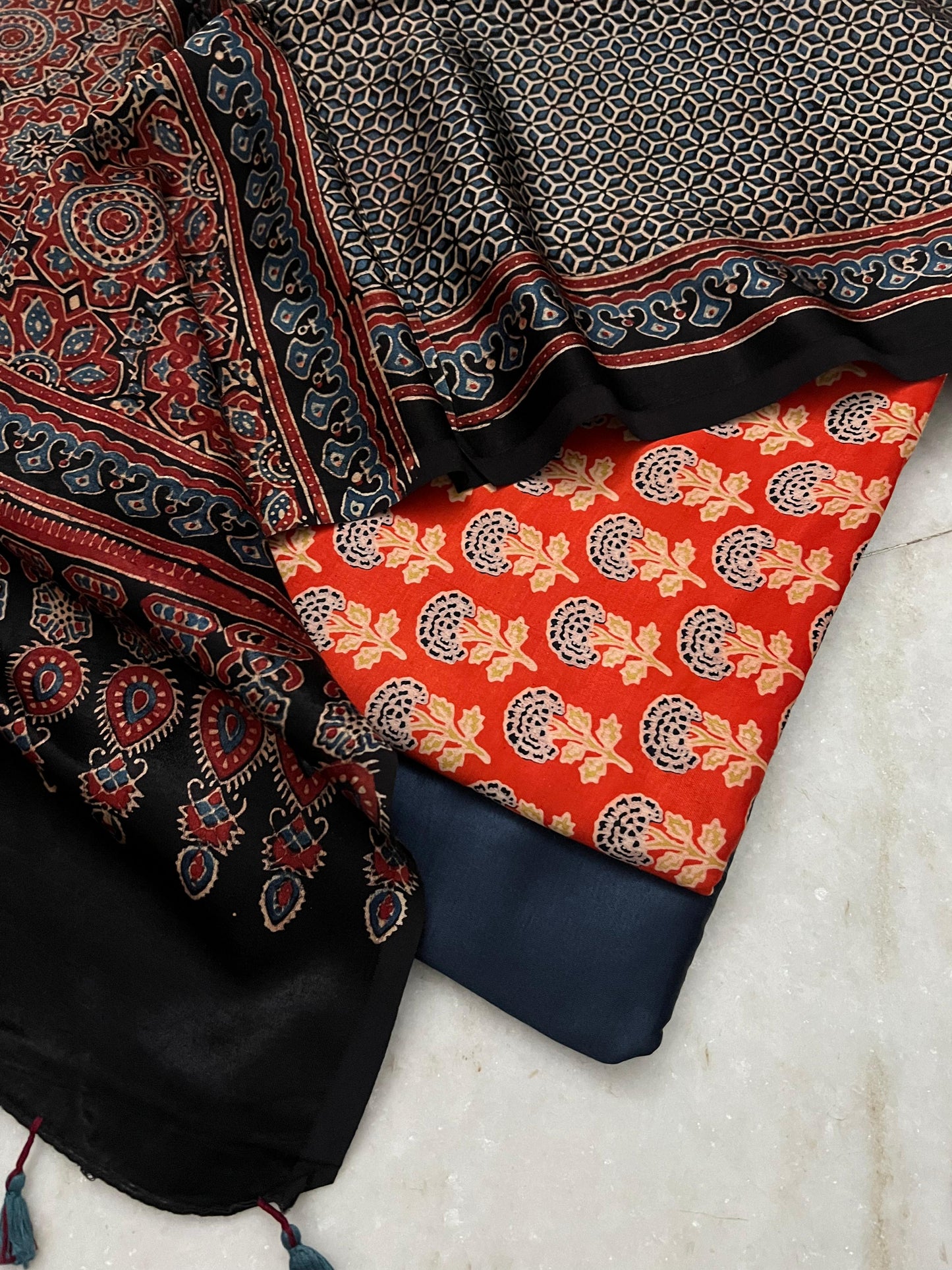 Ajrakh dress materials unstiched mashru fabric