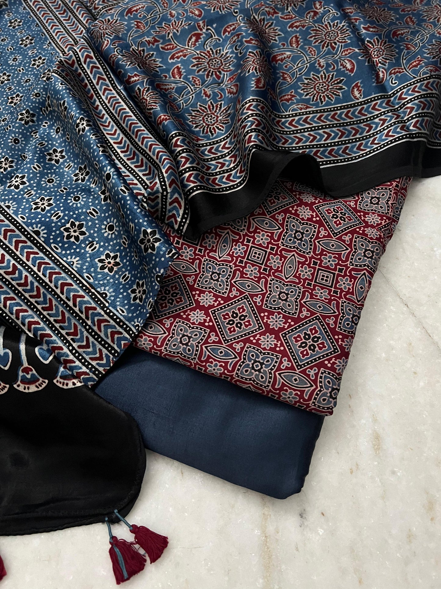 Ajrakh dress materials unstiched mashru fabric