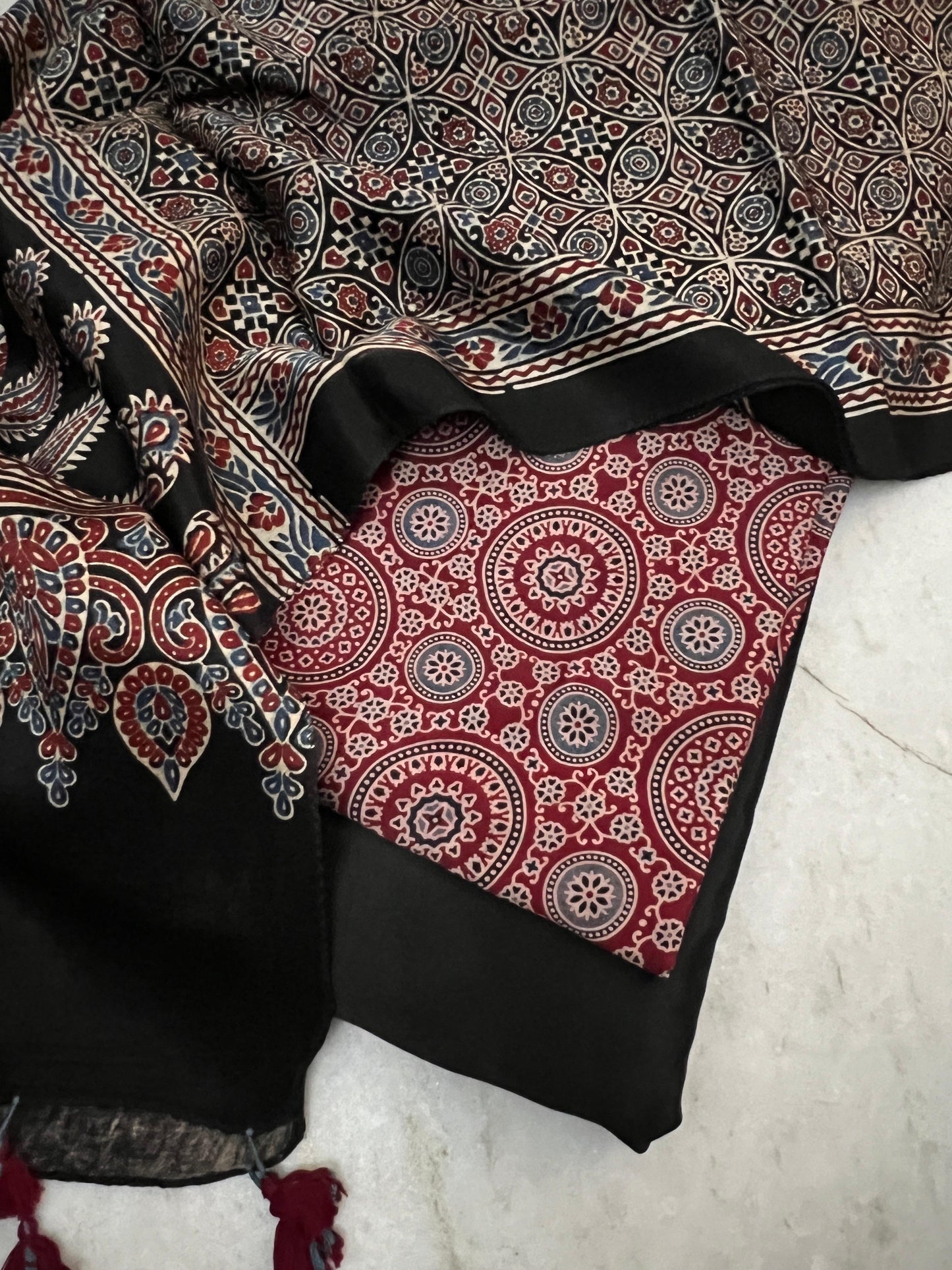 Ajrakh dress materials unstiched mashru fabric