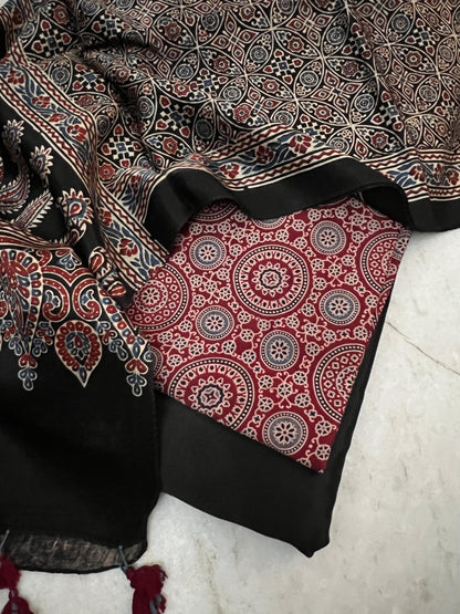 Ajrakh dress materials unstiched mashru fabric