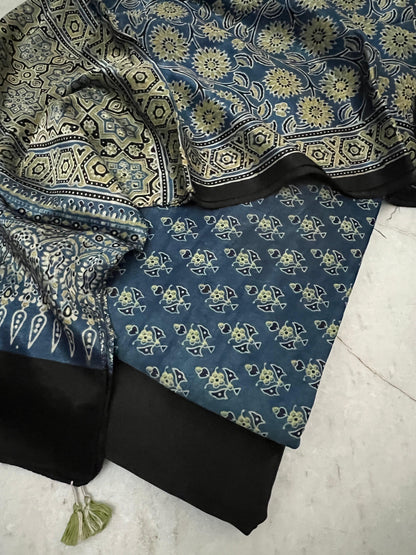 Ajrakh dress materials unstiched mashru fabric