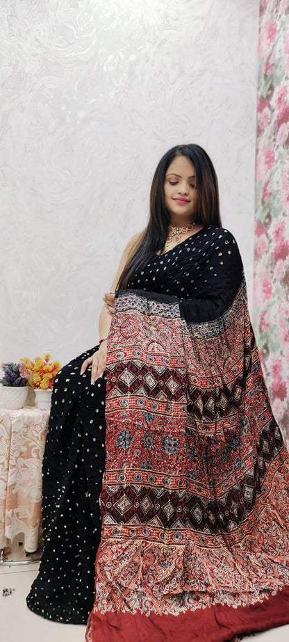 AJRAKH BANDHEJ SAREES EXCLUSIVE