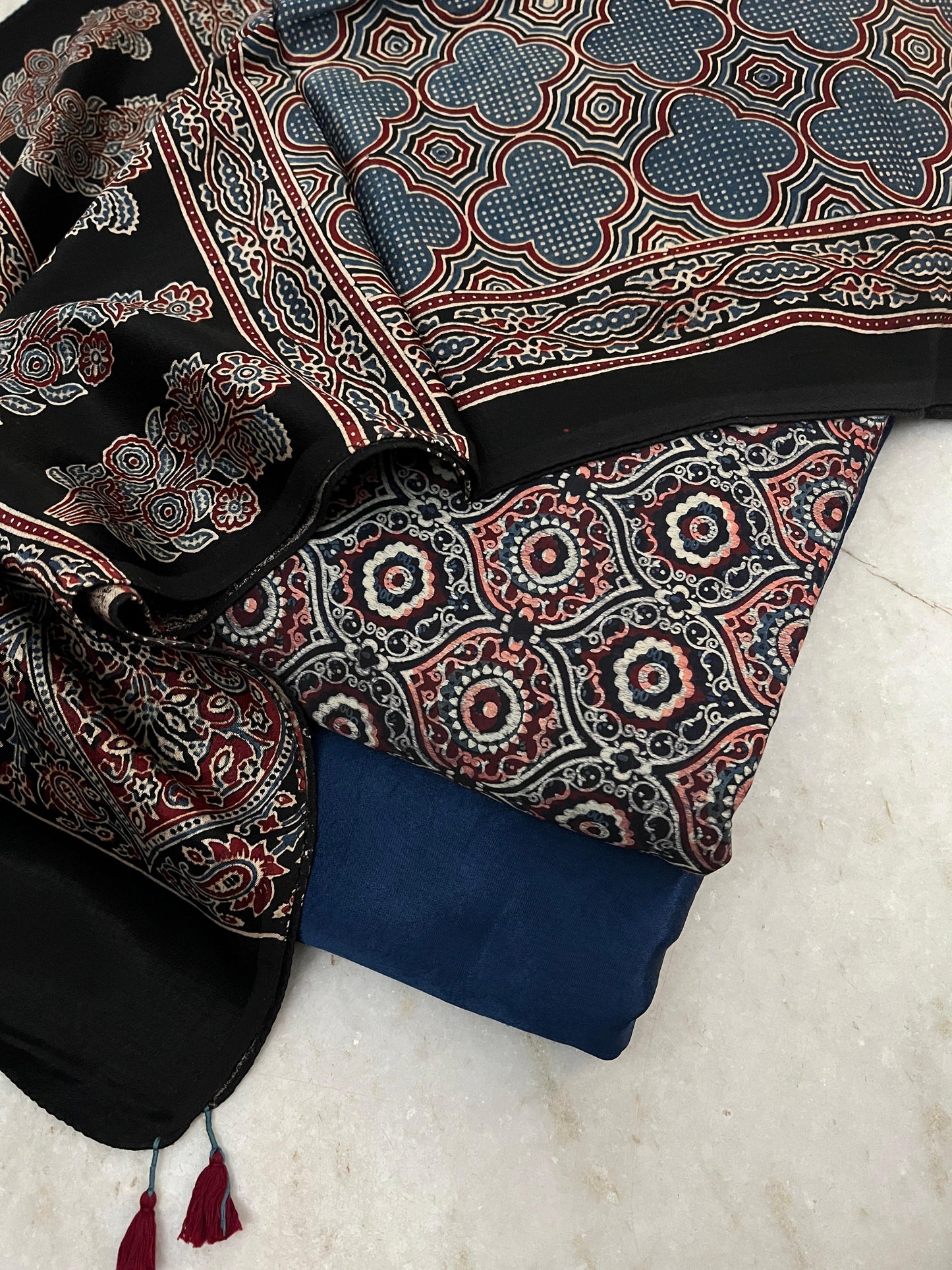 Ajrakh dress materials unstiched mashru fabric