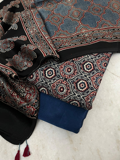 Ajrakh dress materials unstiched mashru fabric