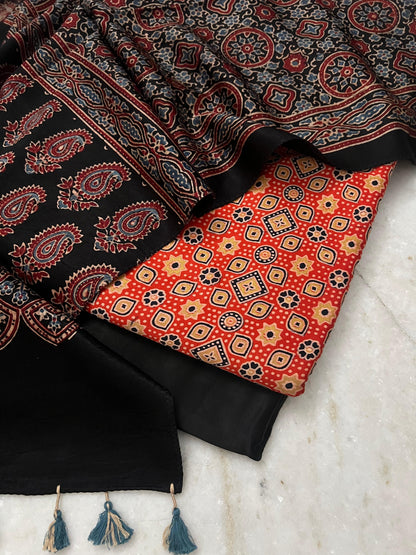 Ajrakh dress materials unstiched mashru fabric