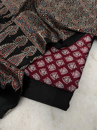 Ajrakh dress materials unstiched mashru fabric