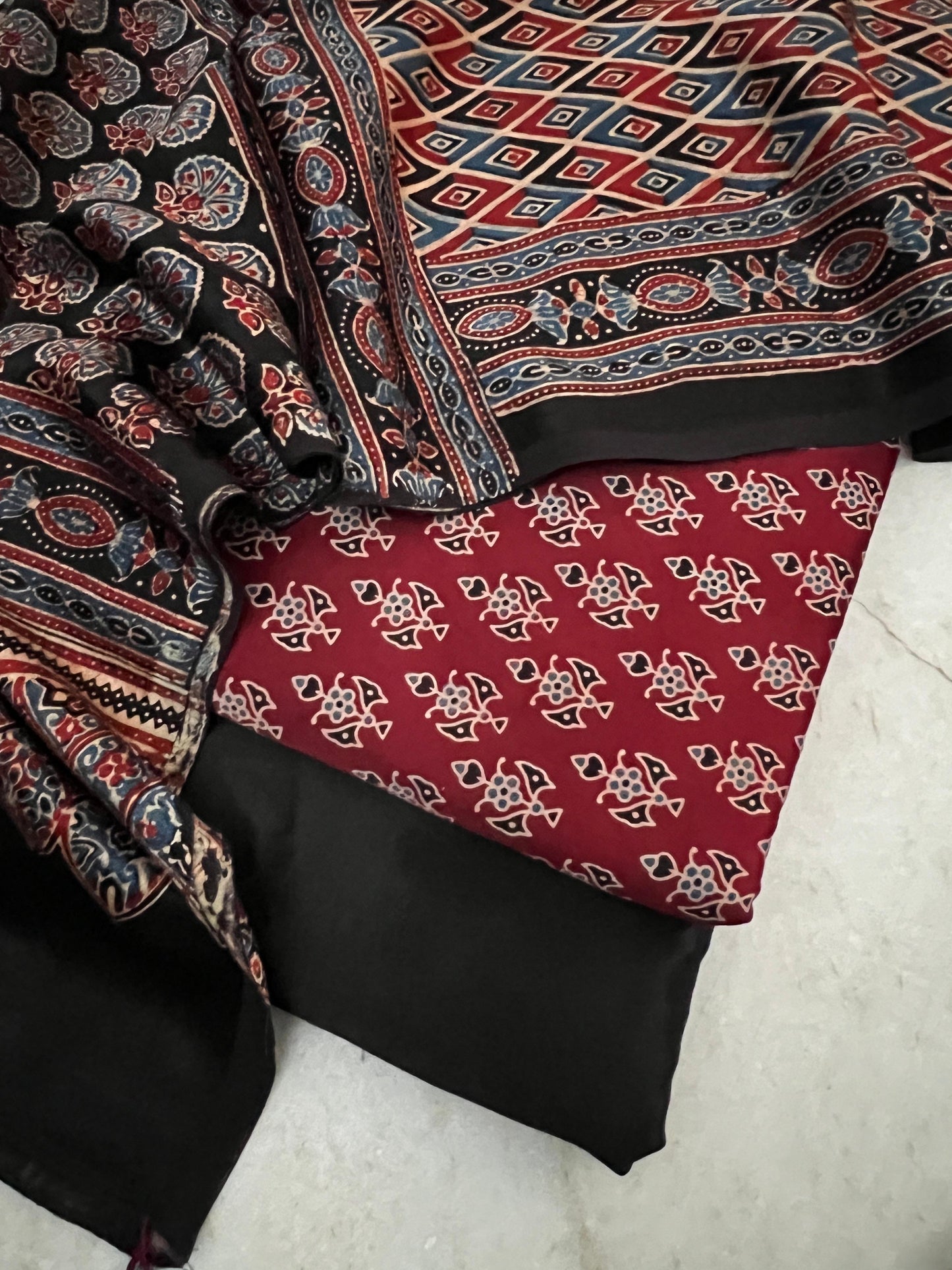 Ajrakh dress materials unstiched mashru fabric