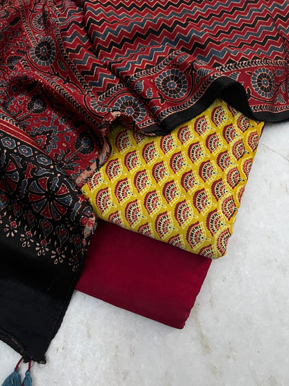 Ajrakh dress materials unstiched mashru fabric